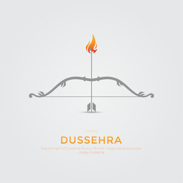 Happy Dussehra Greeting Card and Post. Hindu Festival Vijayadashami Celebration of Lord Rama Killing Ravana Vector Illustration