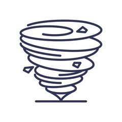 A line drawing of a tornado symbolizing unpredictable threats and natural disasters.