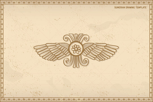 Sumerian decorative vector illustration. traditional ethnic ornament