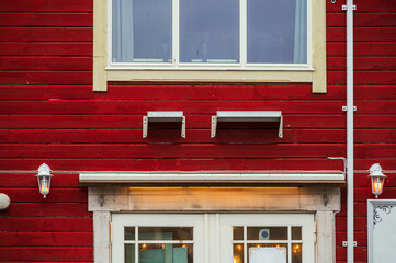 Sortland city streets during a rainy day, Vesteralen islands, Norway