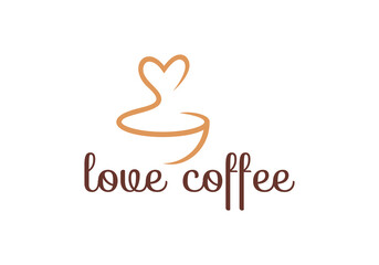 love tea or coffee logo. drink, restaurant, cafe symbol vector design