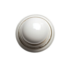 A white plastic button with the appearance of an old bell, designed for use in home security systems isolated on transparent background