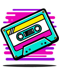 White retro audio cassette tape isolated on black background