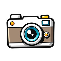 Cartoon Camera Icon: A playful and colorful cartoon camera icon. Perfect for websites, apps, and social media.  