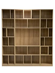 Empty wooden shelf isolated on white background for home or office interior