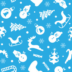 Winter seamless pattern with christmas decorations. Vector Illustration