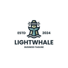 whale lighthouse logo vector