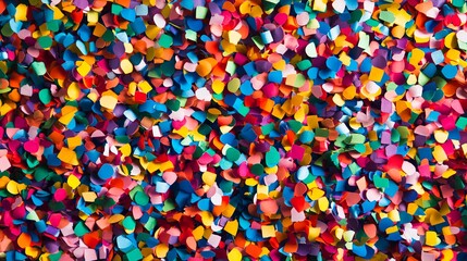 A colorful pile of confetti with a rainbow of colors
