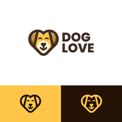 cheerful dog love mascot logo vector