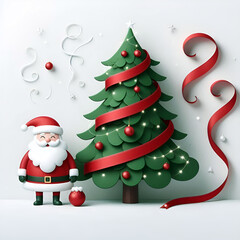 Fototapeta premium Festive Christmas Background with Tree, Red Baubles, and Twinkling Lights