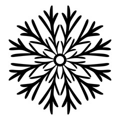 Black snowflake, round ornament. Vector illustration. Winter