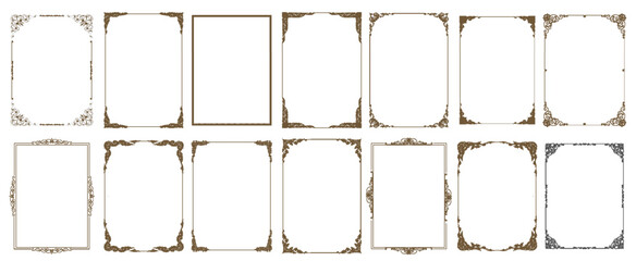 Set of decorative vintage frames and borders.