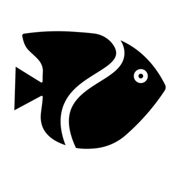 recommend clip art: Bold fish icon with sharp fin shapes, contrasting black and white, smooth outlines, aquatic representation, modern style, minimal design, sleek and simple appearance.