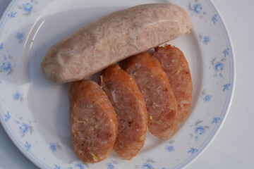 One of the northeastern foods of Thailand is Isan glass noodle sausage.