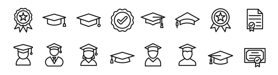 Graduation ceremony line vectors pack.