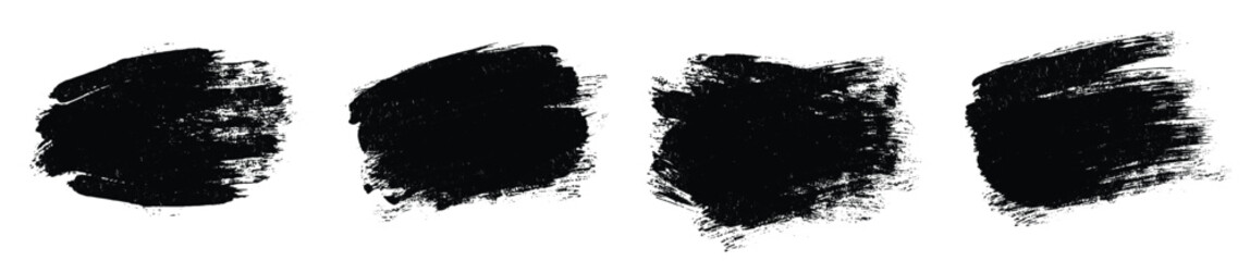 Black paint smear stroke stain set. Abstract gold glitter texture art illustration. Vector. 
