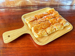 fried roti with egg and sweetened condensed milk