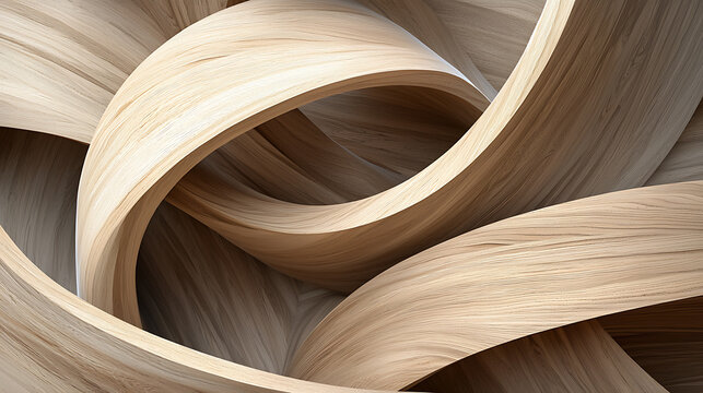 Abstract wooden curves creating a dynamic texture