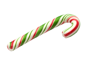 Green and red striped candy cane for holiday celebrations