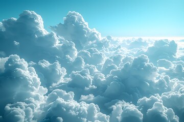 Tranquil Blue Sky with Fluffy White Clouds - Perfect for Design, Poster, Print, Background