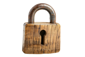 wooden 3d lock isolated