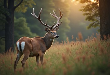  Portrait of deer in a forest