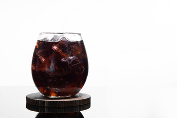 cold brew coffee with striking contrast enhances the color of the coffee looking fresh isolated on a white background. Space for text