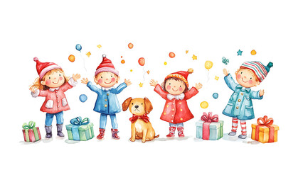 Children and dogs on Christmas Day