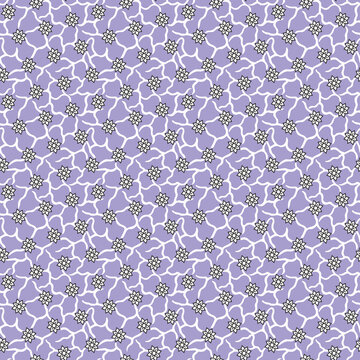 Abstract seamless Pattern with violet background and black flowers