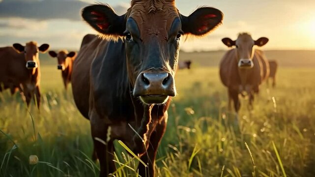Healthy Wagyu Cattle Grazing in a Feild