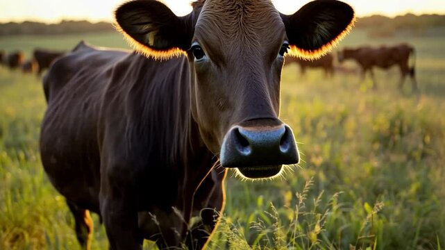 Healthy Wagyu Cattle Grazing in a Feild