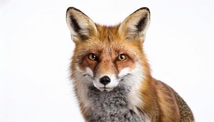 Fototapeta premium Fox on white background. Isolated of Animal.