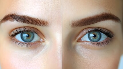 Naklejka premium Detailed side-by-side images of Botox effects, highlighting smoother skin and diminished fine lines around the eyes, Realistic Style, Neutral Background