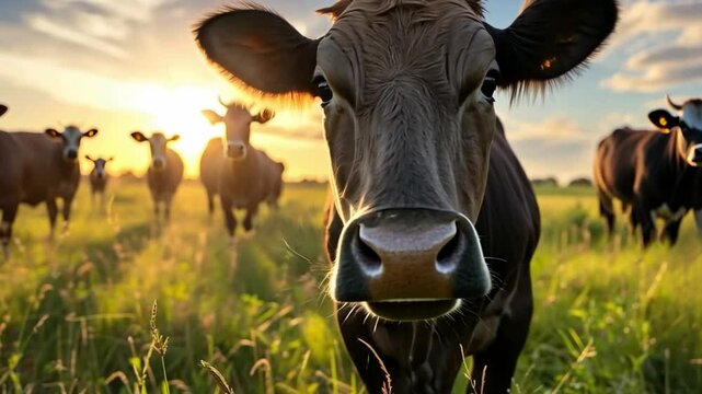 Healthy Wagyu Cattle Grazing in a Feild