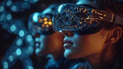 Scientists using virtual reality to explore DNA structures in a modern research lab