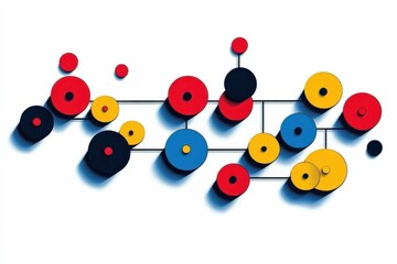 Colorful Geometric Patterns. Abstract colorful geometric shapes composition, modern art design for creative projects, presentations, advertising, digital backgrounds, white backdrop, vibrant red blue