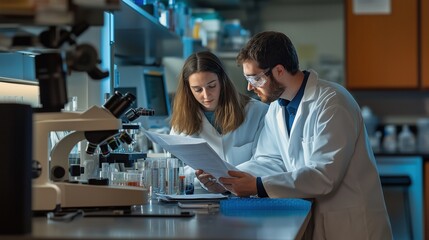Researchers Analyzing Data in Laboratory