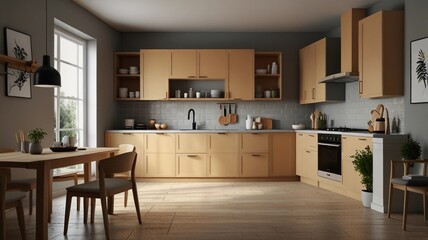 modern kitchen interior with kitchen