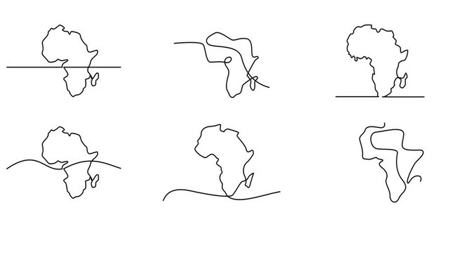 One continuous line drawing of Africa map illustration	
