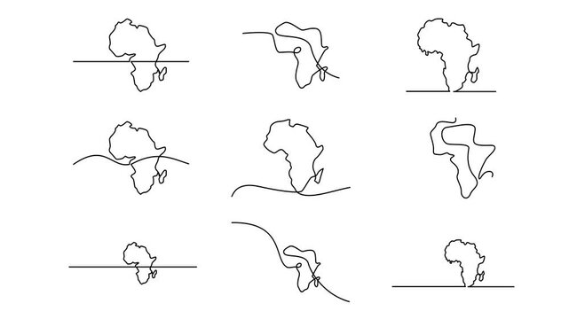 One continuous line drawing of Africa map illustration	
