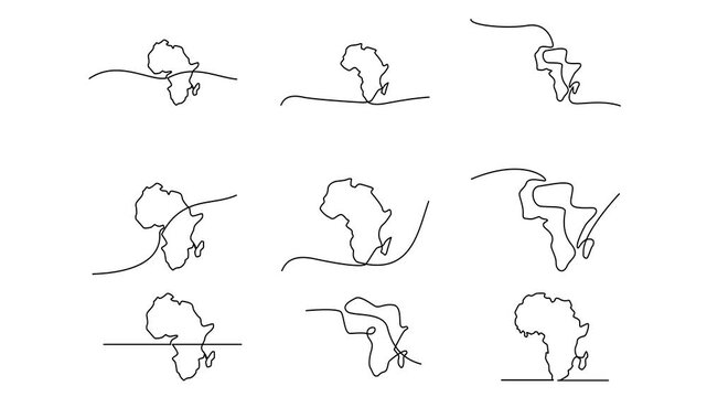 One continuous line drawing of Africa map illustration	
