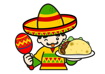 タコスを運ぶメキシコ人のおじさん