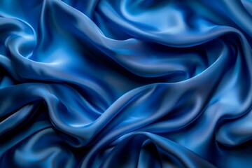 Obraz premium Photo of Blue silk fabric drapery material. Background texture for backdrops or mapping