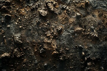 Fototapeta premium Photo of Brown dirt soil surface. Background texture for backdrops or mapping