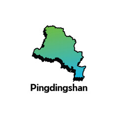 High detailed illustration map of Pingdingshan, World map with gradient color vector illustration template