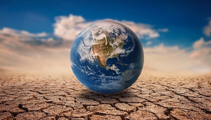 Planet earth with cracked dry land