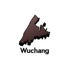 vector Map City of Wuchang, administrative modern design - location on China, logotype element for template