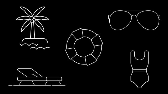 Beach Day Line Icons