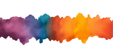 vibrant watercolor abstract shape featuring blend of purple, blue, orange, and yellow hues, creating dynamic and artistic visual effect. This colorful design evokes creativity and emotion