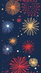 6 United States Fourth of July flat design bird's-eye view fireworks theme animation colored pastel